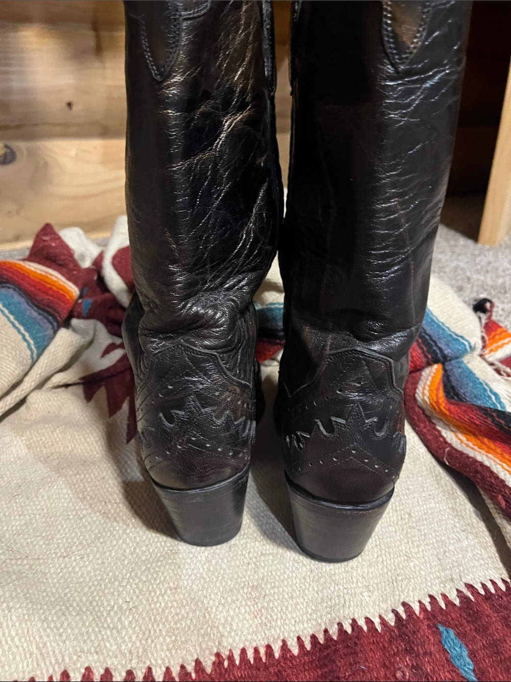 Dan Post Dark Brown Gold Metallic Leather Western Heeled Boots - Picture 5 of 6